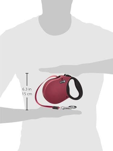 Alcott Adventure Retractable Reflective Belt Leash, 16' Long, Large for Dogs Up to 110 lbs, Red with Black Soft Grip Handle,RLSH AA LG RD