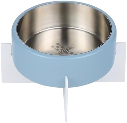 DBL3000C Intersecta Small/Medium Concrete and Stainless Steel Bowl 16oz (2 Cups) with Metal Stand Pet Feeder, Blue/White by THELICKERSTORE