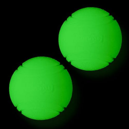 2 PCS Glowing Fetch Ball for Dogs - Rubber Toy Water Ball, High Bounce Training Chew Resistant for 60+ Lbs Belgian Malinois - Gifts (7CM) by Vitalili