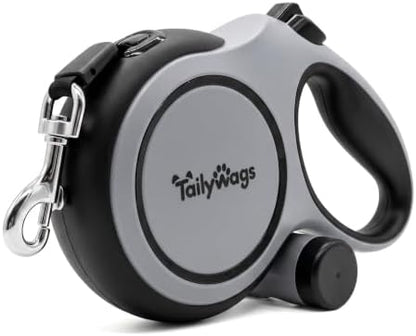 Retractable Dog Leash 26ft for Large Dogs up to 110lbs, Gray by TailyWags