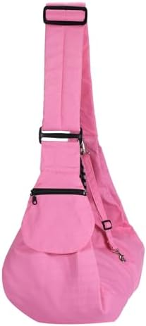 Dog Sling Carrier for Small Dogs and Cats Up to 16.5 Lbs, Soft Canvas with Zipper Pocket Pet Crossbody Shoulder Bag, (Pink, 1 Pcs) Intended for Outdoor/Camp/Travel by Unknown