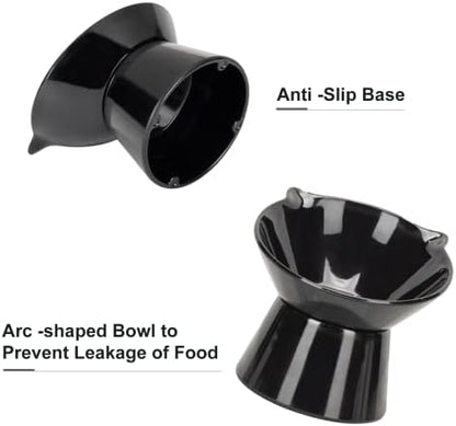 Detachable Elevated Cat Bowls, 15° Tilted Raised Cat Food Bowl Anti-Vomiting,Whisker Friendly, Large Adjustable Cat Dishes for Protecting Spine, Adult Kitten (Black) - Image 6