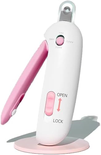 Cat Nail Clipper | Cat Nail Trimmer with Clipping Debris Storage, Adjustable Sizes, Hidden Nail File, Round Hole Blade for Injury-Free Grooming Tool for Pets, Pink by Paioxerty