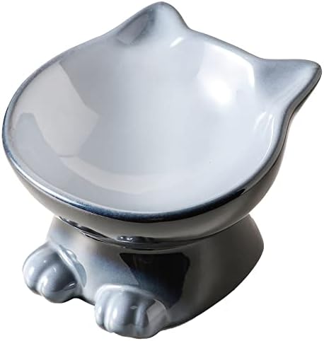 Nihow Elevated Cat Bowls,5 Inch Ceramic Raised Cat Food Bowl for Feeding by Nihow