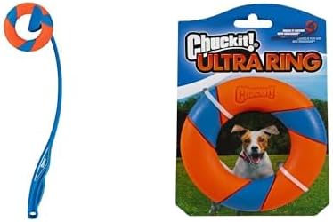 Chuckit! Ring Chaser 22 Inch Dog Ball Launcher with 4.5 Inch Ball Ring & UltraRing Fetch Toy Bundle