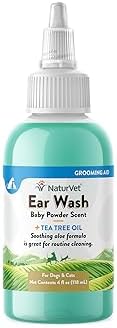 NaturVet Ear Wash with Tea Tree Oil Aloe & Baby Powder Scent by NaturVet