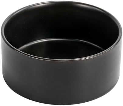 SPUNKYJUNKY 60OZ Ceramic Dog and Cat Bowl, Modern Cute Weighted Food Water Bowl for Replacement Black (1 Pack) by SPUNKYJUNKY