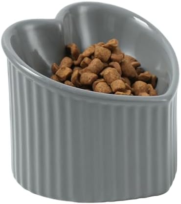 5.5 Inch Grey Ceramic Raised Tilted Cat Food Bowl 1 Pack by FIVEAGE