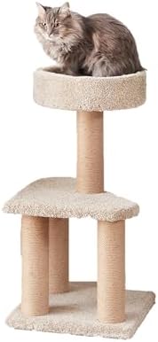 Amazon Basics Cat Tree - Multi-Level Climbing Activity Tower with Jute Rope Scratching Posts for Indoor Cats & Kittens, Medium (31.5"H), Beige by AmazonBasics