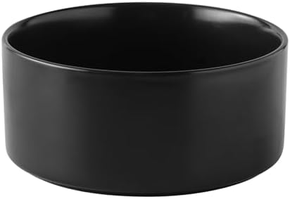 6'' Ceramic Dog Bowl - 30Oz Classic Dogs Food & Water Bowl for Small and Medium Breed Dogs, Heavy Duty Non-Slip Dog Dishes, Food Grade Stoneware Pet Bowl, Dishwasher & Microwave Safe, Black by Welloyed