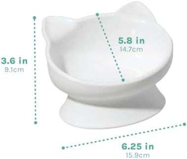 Kitty City Elevated Cat Bowls (Set of 2), Whisker-Friendly Raised Cat Food & Water Dishes, Modern Pedestal Design, Dishwasher Safe, 10.8 oz Each – White & Gray - Image 4