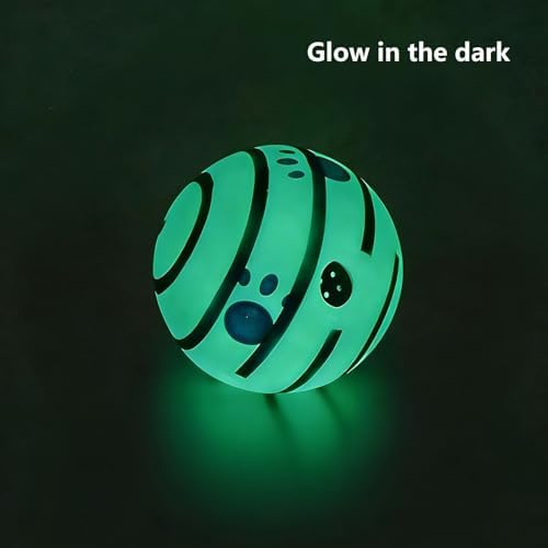 Wobble Giggle Ball for Dogs Durable Interactive Dog Toys for Small Medium Large Dogs (White (Glow in the Dark) + Green, S/3.15 inch) - Image 2