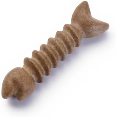 MECOOL Durable Nylon Dog Chew Toy – Bacon Flavored Fish Bone Shape for Aggressive Chewers, Tough Interactive Teething Toy for Medium Large Dogs, Long-Lasting Dental Chew Bone by MECOOL