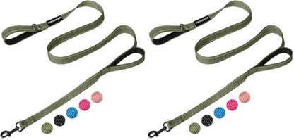 Reflective Dog Leash with Double Handle, Dog Leash 6 FT Long, Supports Medium, and Large Dogs, Heavy Duty for Walking, Running, and Training, Green (Pack of 2) by Unknown