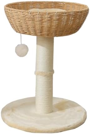 SHENGOCASE Cat Tree Tower with Rattan Wicker Basket, Handwoven Large Nest Basket Bed, Window Perch for Large Cats up to 20LBS by SHENGOCASE