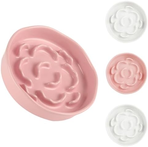 Small Slow Feeder Cat Bowls 4PCS Anti-Choking Puzzle Slow Feeding Dog Bowls with Non-Slip Base, Interactive Slow Feeder for Small Breeds, Bloat Prevention Maze Dish, 1 Cup Capacity by LOLYSIC