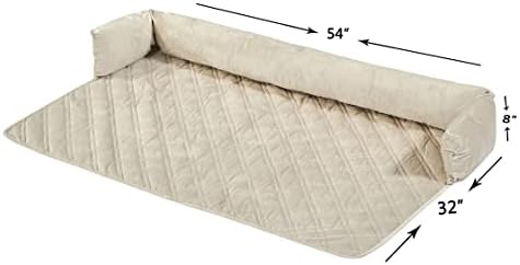 Brilliant Sunshine Beige Natural Velvet Dog Sofa Slipcover, Extra Large - Image 2