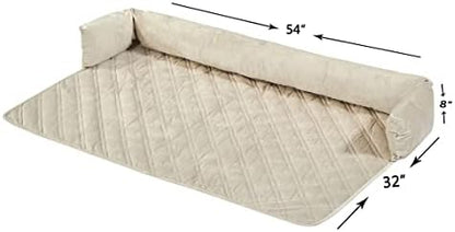 Brilliant Sunshine Beige Natural Velvet Dog Sofa Slipcover, Extra Large - Image 2