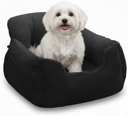 Oiilores Dog Car Seat for Small Dogs,Washable Pet Booster Seats for Car with Clip-On Safty Leash, Reversible Puppy Carseat with Storage Pockets, Travel Carrier Bed for Dogs Under 25 lbs, Dark Grey by OiiloresComfyDoorMat