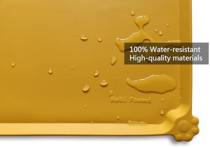 Hoki Found Large Silicone Pet Food Mats Tray - Non Slip Pet Dog Cat Bowl Mats Placemat - Dog Pet Cat Feeding Mat - Waterproof Dog Cat Food Mats -Pet Water Mats for Carpet - Honey - Image 3