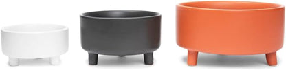 Waggo Uplift Ceramic Dog Bowl for Small Medium and Large Breeds - Heavyweight and Durable Pet Food and Water Dish Crock, Dishwasher Safe, Modern, Elevated Feeder (Black, Medium)