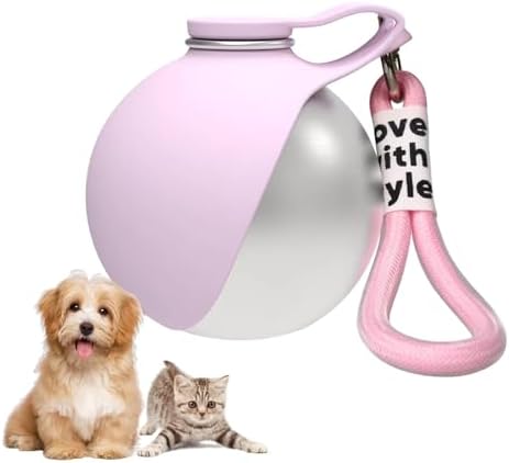2in1 Portable Dog Water Bottle Portable,10oz Stainless Steel Leak Proof Pet Water Bottle Portable Dog Water Bottle Silicone Bowl,Outdoor Travel Water Bottle for Dogs Walking Hiking Camping, Pink by Unknown