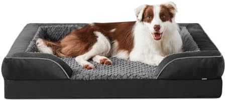 INVENHO Orthopedic Dog Bed for Large Dogs, Washable Waterproof, Egg-Crate Foam Dog Couch Bed with Washable Removable Cover, Waterproof Lining and Nonskid Bottom by INVENHO
