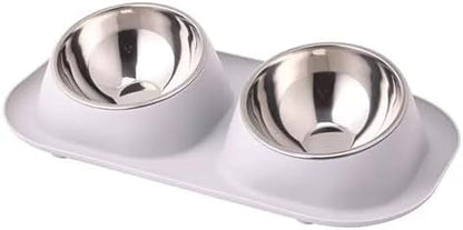 Raised Cat Bowl, No Spill Stainless Steel Elevated Food Bowls Grey by Adecadeoftrustedservice