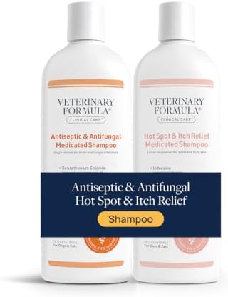 Veterinary Formula Clinical Care Hot Spot & Itch Relief Medicated Shampoo for Dogs and Cats 16oz & Clinical Care Antiseptic and Antifungal Medicated Shampoo for Dogs & Cats by VeterinaryFormula