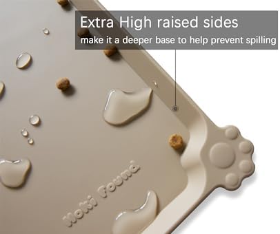 Hoki Found L Silicone Non Slip Pet Dog Cat Bowl Mats - Placemat - Feeding Mat - Waterproof - For Carpet - Tan - Image 2