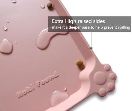 Hoki Found L Silicone Non Slip Pet Food Mats - Placemat for Dog Cat - Waterproof Dog Cat Food Mats - Carpet Friendly - Neutral Pink - Image 2