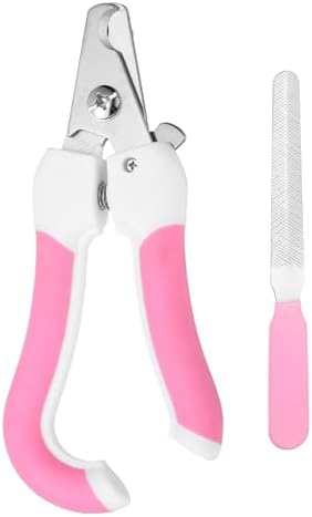 Pet Nail Clipper with Nail File, Pet Nails Clippers and Trimmer with Safety Guard, Professional Grooming Tool for Indoor Small Dog Cat Kitten, (Pink/White, 1 Set) by Unknown