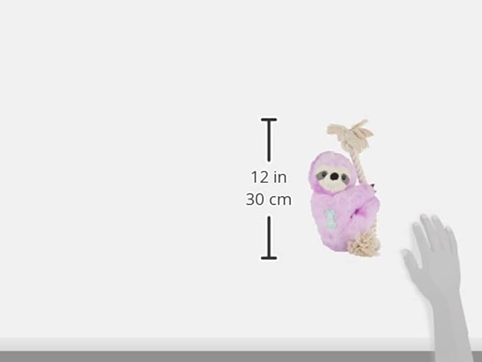Fringe Studio Plush Dog Toy, Purple Sloth On A Rope, PetShop Collection (289374)