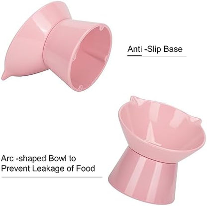 Detachable Elevated Cat Bowls, 15° Tilted Raised Cat Food Bowl Anti-Vomiting,Whisker Friendly, Adjustable Pet Dishes Extra Wide for Protecting Spine, Adult Kitten (Pink - Image 6