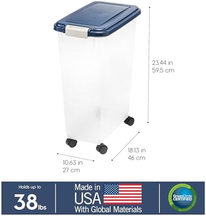 IRIS USA Dog Food Storage Container, Up to 38 lbs, Navy, Made in USA - Image 3