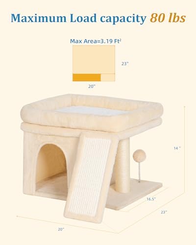 Aechonow Small Cat Tree Tower for Large Cat, Cat Bed House with Large Perch - Image 6