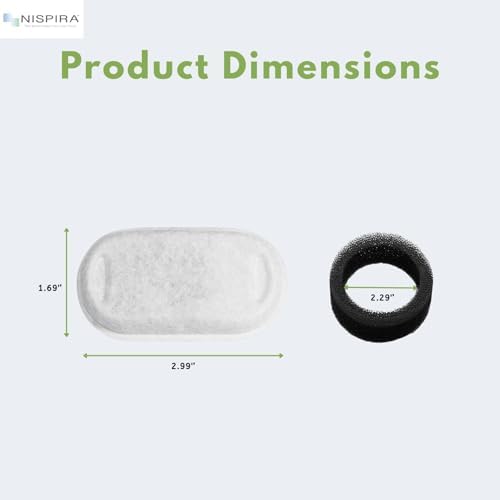 NISPIRA PLWF003 PLWF006 Stainless Steel Cat Water Fountain Activated Charcoal Water Filter Kit Replacements with Spongies For Petlibro 67oz/2L 101oz/3L, Tomxcute 108oz/3.2L 135oz/4 L Pet, 6 Pack - Image 3