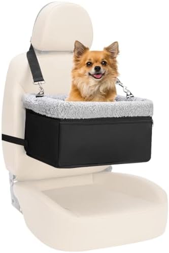 Dog Car Seat for Small Pets Under 20lbs, Booster Seat with Metal Frame, Double-Layer Oxford Fabric, Safety Leash for Dogs and Cats by NOVOLAB