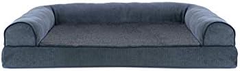 Furhaven Orthopedic Dog Bed for Large/Medium Dogs w/ Removable Bolsters & Washable Cover, For Dogs Up to 55 lbs - Sherpa & Chenille Sofa - Orion Blue, Large - Image 3