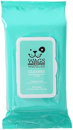 Wags & Wiggles Hypoallergenic Dog Wipes, Fragrance-Free, 100 Count by Wags+%26+Wiggles