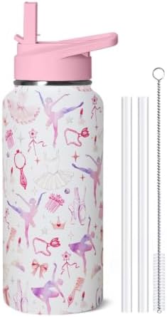 32oz Ballet Stainless Steel Insulated Water Bottle with Straw, Dance Themed Sports Coffee Travel Mug, Ballet Gifts for Women Girls Dancer Dance Decor Accessories by Unknown