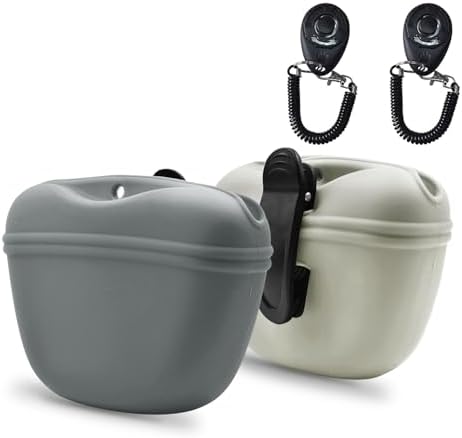 AUDWUD Silicone Dog Treat Pouch with Clicker Magnetic Closure Secure Clip by AUDWUD