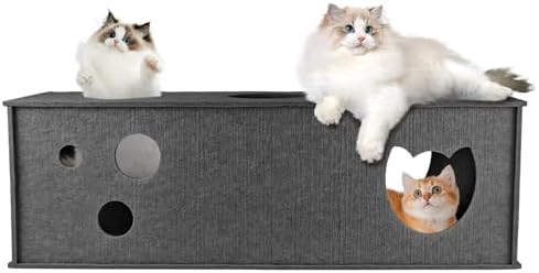 Homegroove Cat Tunnel for Indoor Cats, Felt Cat Play Tunnel, Grey, Straight by homegroove