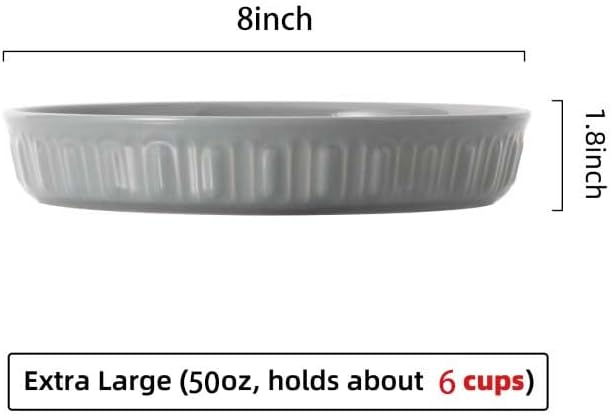 Fun Elements Shallow Dog Bowls, 8" Ceramic Dog Food Plate for Small and Medium Breeds, Non-Slip, Flat and Wide, Dishwasher Safe, Suitable for Puppies and Kittens (Grey)