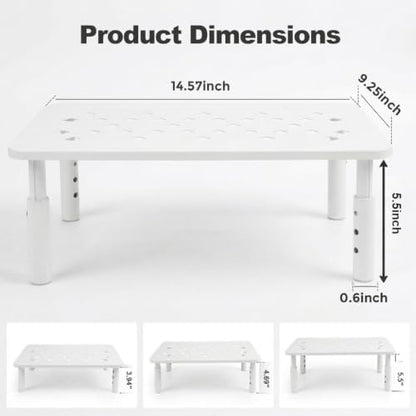 Raised Automatic Cat Feeder Stand for Double Bowl Feeders, Carbon Steel 14.57 x 9.25 in, 3 Adjustable Heights 4.13-5.71 in, Non-Slip, Fits Feeders & Water Dispensers, No-Drill (White) - Image 4