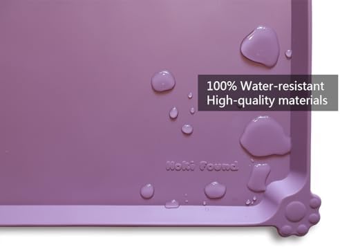 Hoki Found L Silicone Pet Food Mats Tray with Higher Lips- Non Slip Dog Cat Bowl Mats Placemat - Pet Feeding Mat - Waterproof Dog Cat Food Mats -Pet Water Mats for Carpet -Amethyst - Image 3