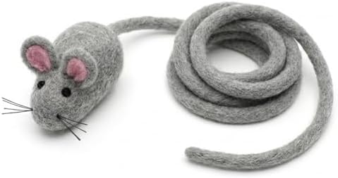 Glaciart One Felt Mouse Cat Toy – Soft Fuzzy Enrichment 100% Natural Wool - Interactive Catnip Play Cat Toy Set - Safe for Pets, Non-AZO Colored Dyes - 100” Long by GlaciartOne