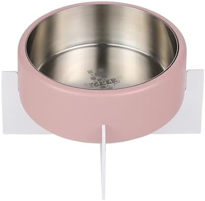 DBL3000A Intersecta Small/Medium Concrete and Stainless Steel Bowl 16oz (2 Cups) with Metal Stand Pet Feeder, Pink/White by THELICKERSTORE