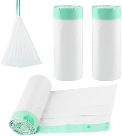 60pcs Cat Litter Durable Drawstring Replacement Part,Extra Thick Waste Drawer Liners for Robot 4 and 3(White) by Bibabala