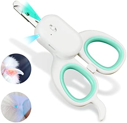 PAKEWAY Pet Nail Clipper with LED & -U-V Light, Cat Claw Trimmer with Ultra Bright LED Light for Nail Bloodline to Avoid Over Cutting, Sharp Angled Blade Grooming Tool for Dog Cat Rabbit Small Animals by PAKEWAY
